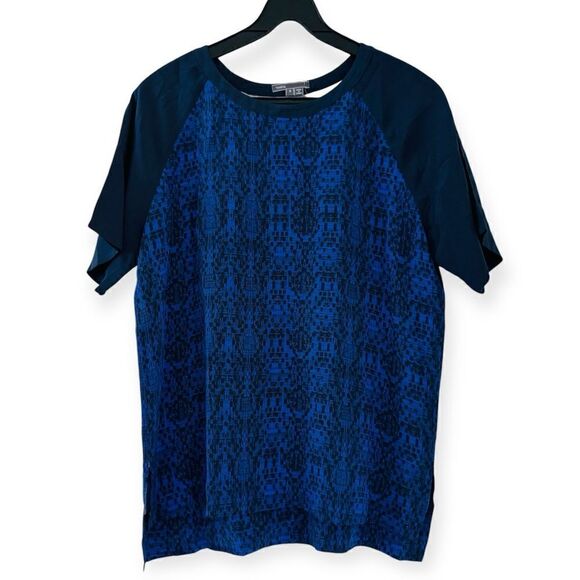 Vince Cobalt Blue Contrast Silk Short Sleeve Tee Top Size Small - Picture 3 of 7